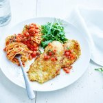 Escalopes de veau à la milanaise et salsa de tomate