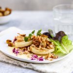 Gegrilde knolselder met Noordzeegarnaaltjes