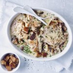 Konijn met mosterd en champignons