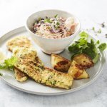 Pladijs in kruidenkorst met coleslaw