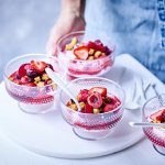 Fromage blanc, prunes, fruits rouges et pain d’épices