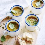 Soupe de potiron au basilic et cresson