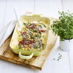 Gratin crémeux au chou-rave et au filet d’Anvers 