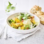 Salade van spinazie, venkel en konijn met saffraan
