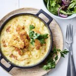 Tartiflette et lanières de veau croquantes