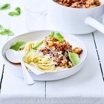 Vegetarische spaghetti bolognaise met linzen 
