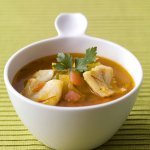 Soupe de poisson au merlan, tomates et fenouil