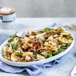 Warme witloof-appelsalade met gebakken inktvis 