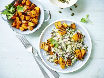 Couscous de chou-fleur, graines de tournesol et potiron grillé  