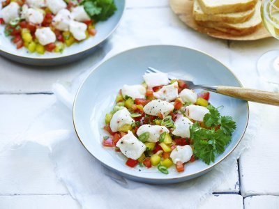 Ceviche de lotte et légumes colorés