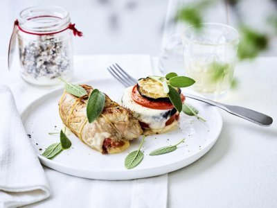 Rouleaux de veau au jambon séché et fromage