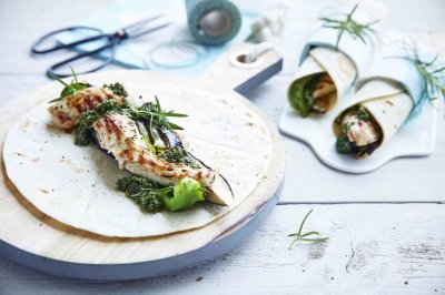 Wrap de lapin, pesto aux amandes Wrap de lapin, pesto aux amandes