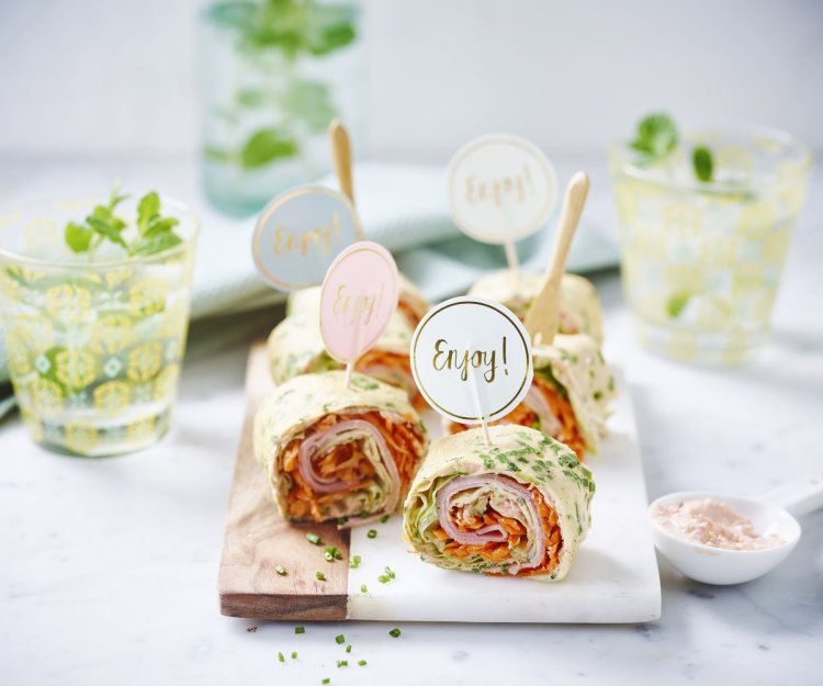 Wrap omelette au jambon et petits légumes Wrap omelette au jambon et petits légumes