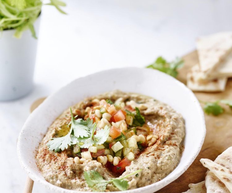 Baba Ganoush et pain plat Baba Ganoush et pain plat