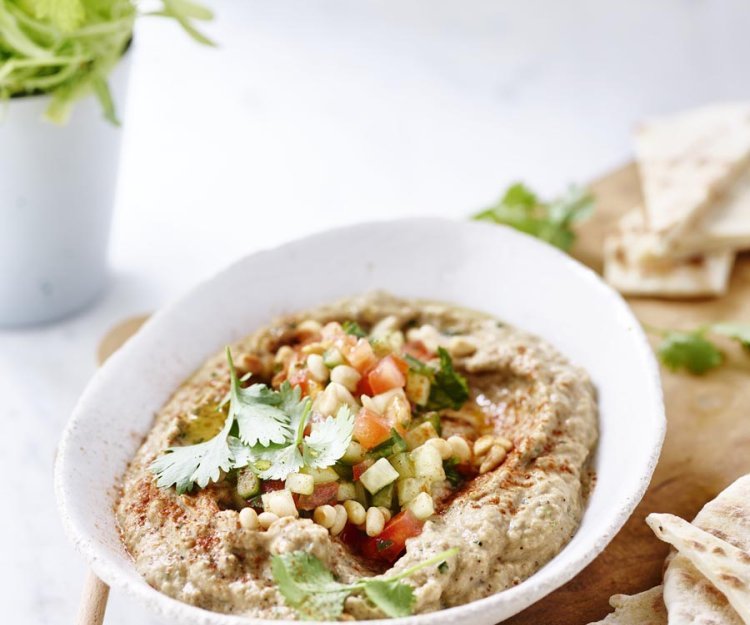 Baba Ganoush et pain plat