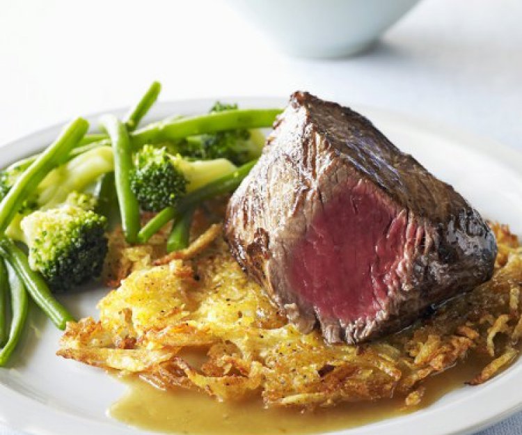 Steak au jus de veau et rösti