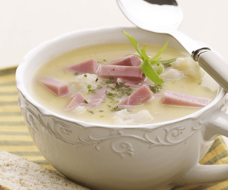 Soupe de chou-fleur au jambon cuit