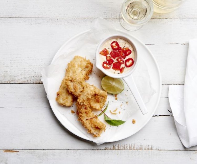 Nuggets de roussette et sa mayonnaise au chili