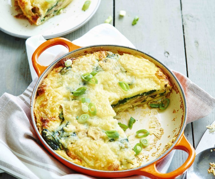 Frittata et épinards frais