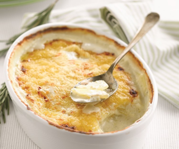 Gratin de pommes de terre au fromage de chèvre et romarin