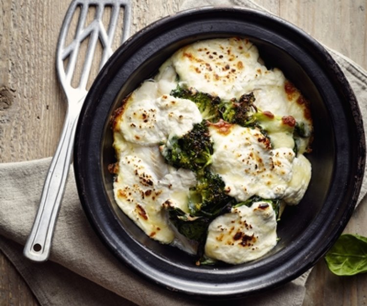 Tacaud gratiné au brocoli et épinards