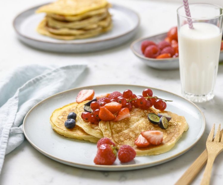 Pancakes au fromage blanc et fruits