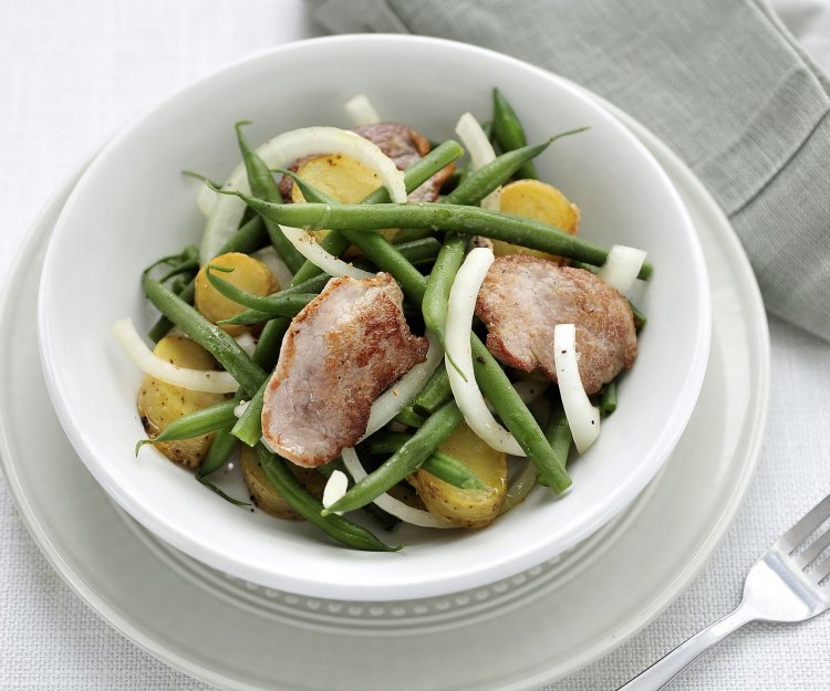Salade liégeoise aux filets de porc