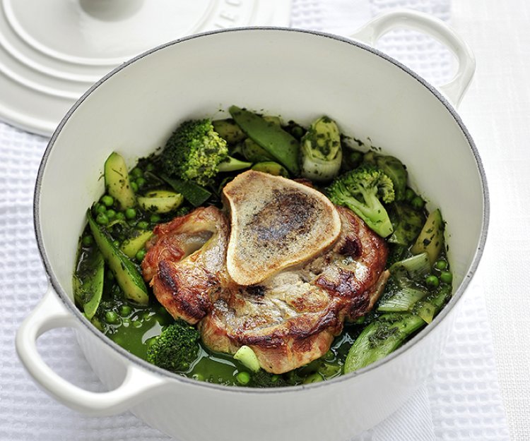 Jarret de veau (ossobuco) aux légumes verts