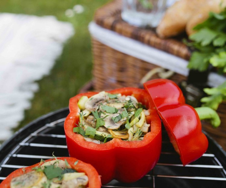 Poivrons sur le barbecue