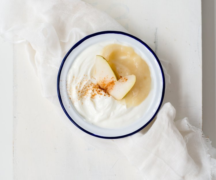 Fromage frais au coulis de poires