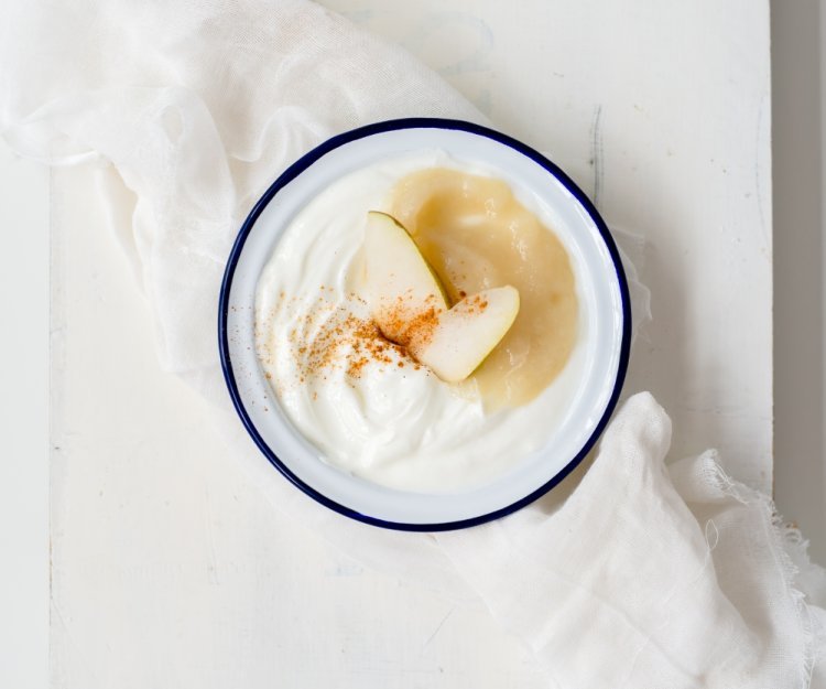 Fromage frais au coulis de poires