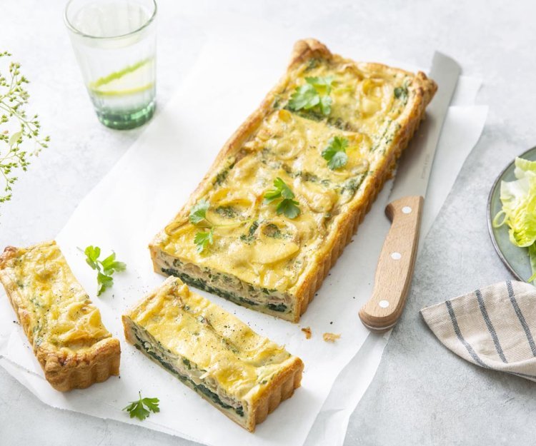 Quiche aux épinards, fromage d’abbaye et bière