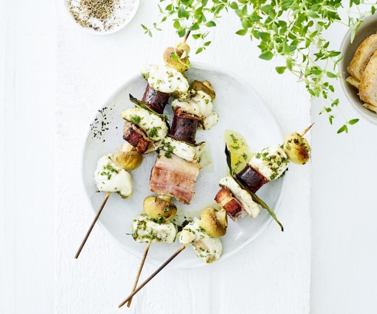 Brochette de lotte, sébaste et chorizo Brochette de lotte, sébaste et chorizo