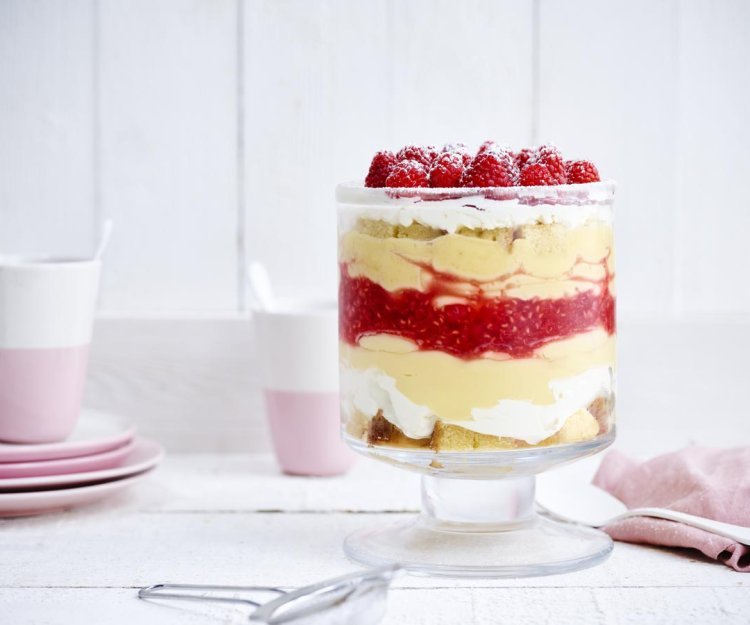 Trifle de pudding à la vanille et framboises