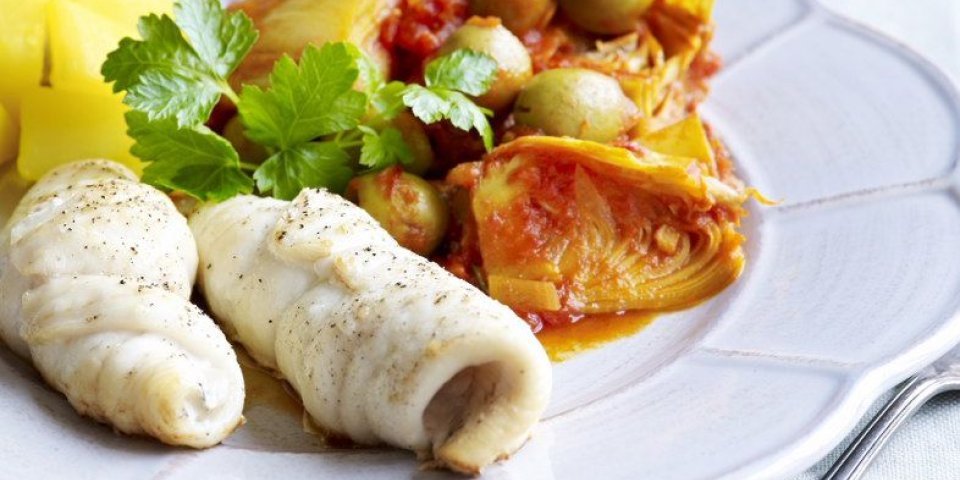 Pladijs met artisjoksaus en saffraanaardappelen Pladijs met artisjoksaus en saffraanaardappelen