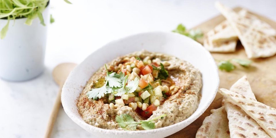 Baba Ganoush et pain plat Baba Ganoush et pain plat