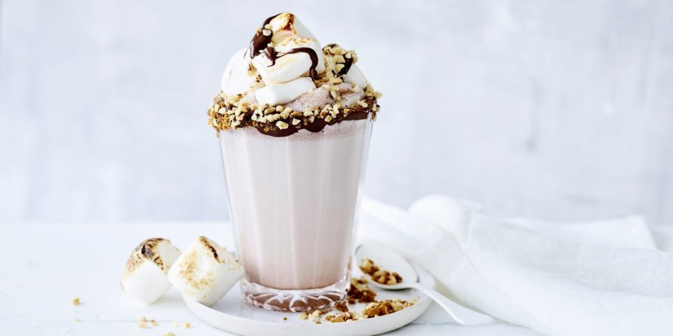 Milkshake au chocolat belge et marshmallows grillés