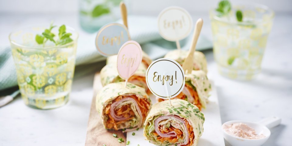Wrap omelette au jambon et petits légumes Wrap omelette au jambon et petits légumes