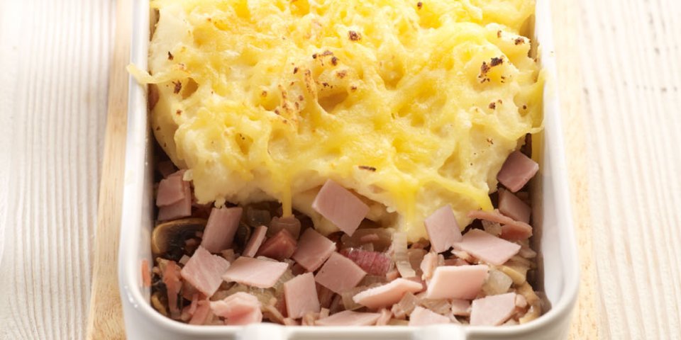 Gratin de pommes de terre et céleri rave au jambon cuit