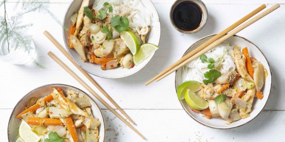 Wok asiatique au chicon et poulet Wok asiatique au chicon et poulet