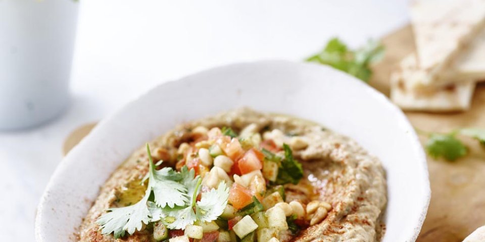 Baba Ganoush et pain plat