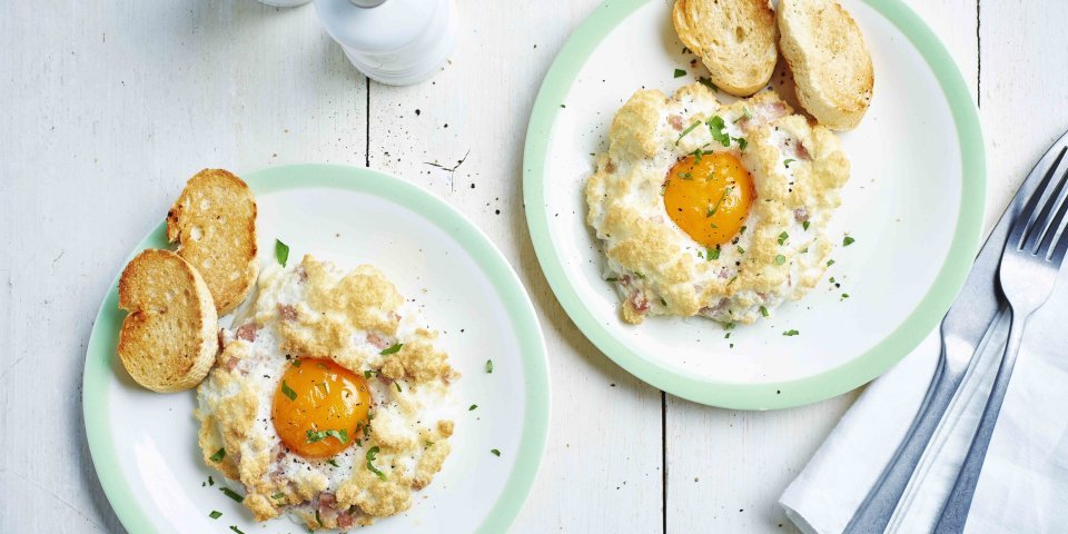 Cloud eggs au jambon et fromage