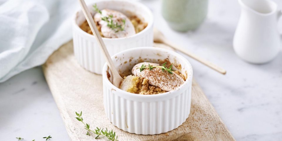 Crumble aux poires à la crème de spéculoos