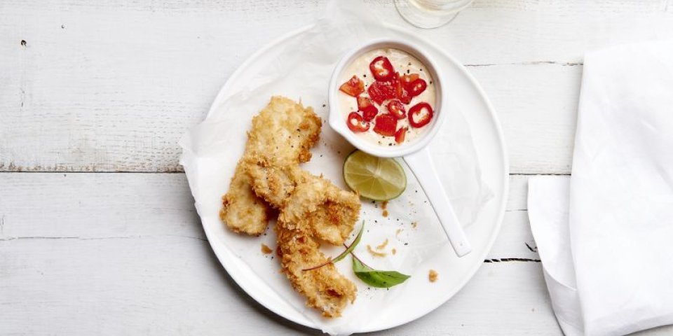 Nuggets de roussette et sa mayonnaise au chili