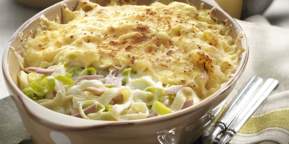 Poireaux gratinés aux tagliatelles