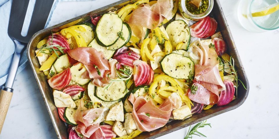 Légumes grillés au jambon séché