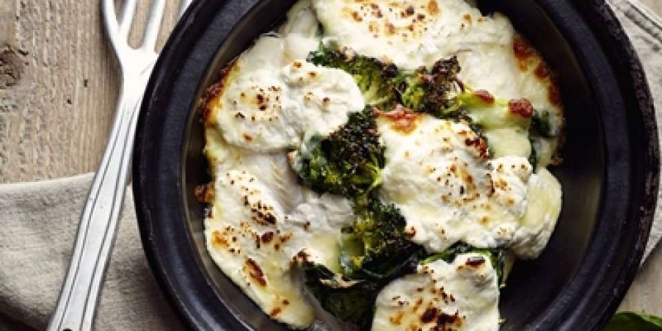 Tacaud gratiné au brocoli et épinards