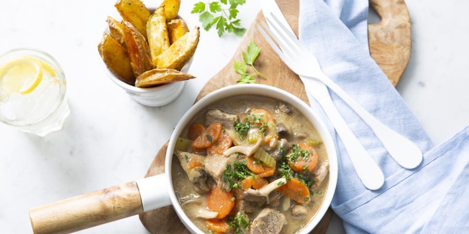 Ragoût de veau et frites au four Ragoût de veau et frites au four