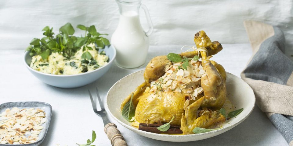 Poulet au lait et purée fraîche de cresson Poulet au lait et purée fraîche de cresson