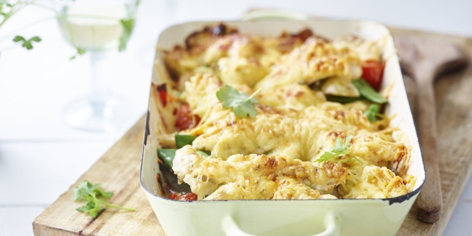 Poulet au four, grenailles et pois gourmands Poulet au four, grenailles et pois gourmands